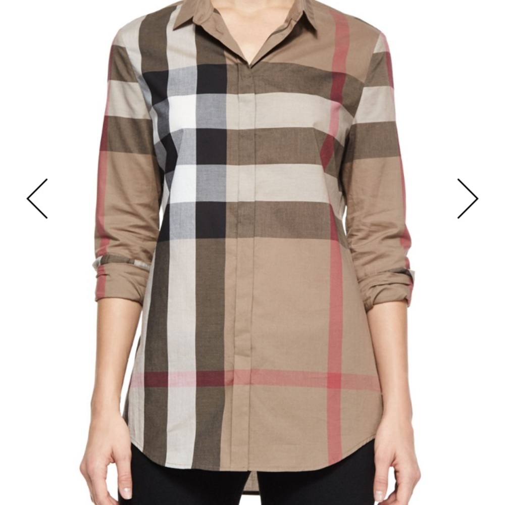 XS Burberry Brit Button-Front Check Shirt